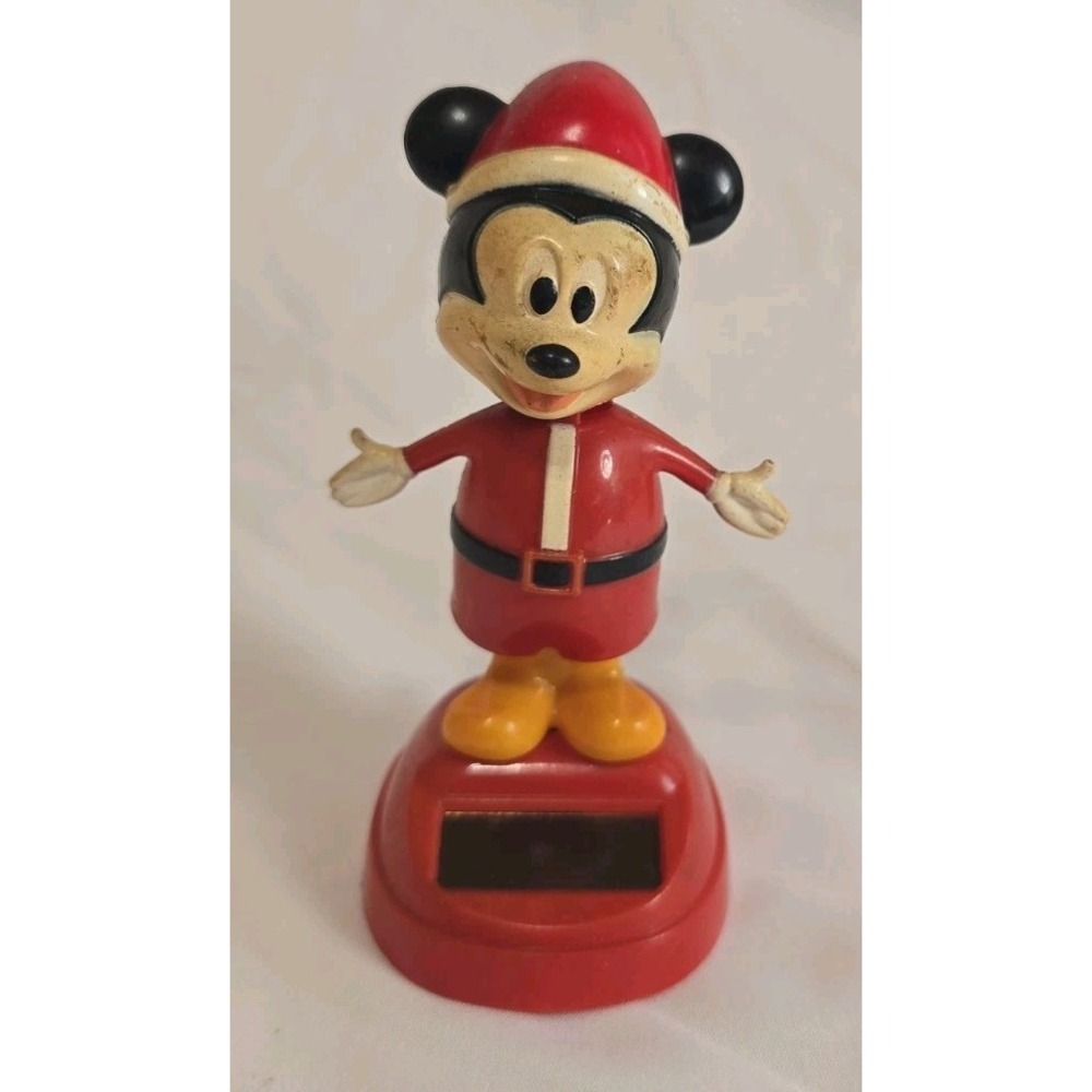 Vintage Disney Mickey Mouse Santa Claus Bobble-Head Figurine Plastic